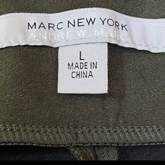 Marc New York Andrew Marck Womens Pants Size Large Olive Faux Suede Leggings - Picture 4 of 10